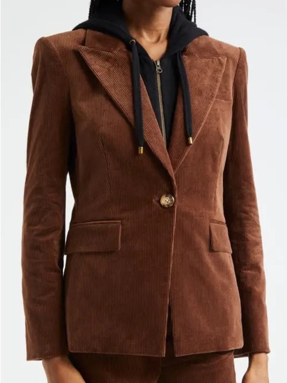 Veronica Beard Reagan Corduroy Dickey Blazer Brown Size 6 Dark Cocoa - Picture 2 of 16